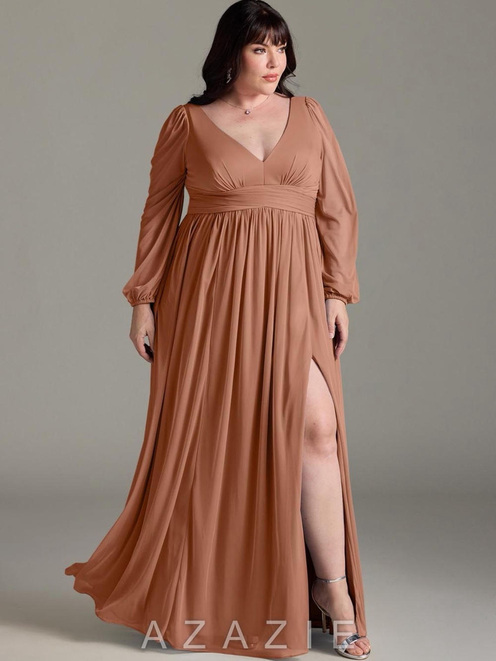 Azazie Norah Chiffon Bronzer Bridesmaid Dress NWT